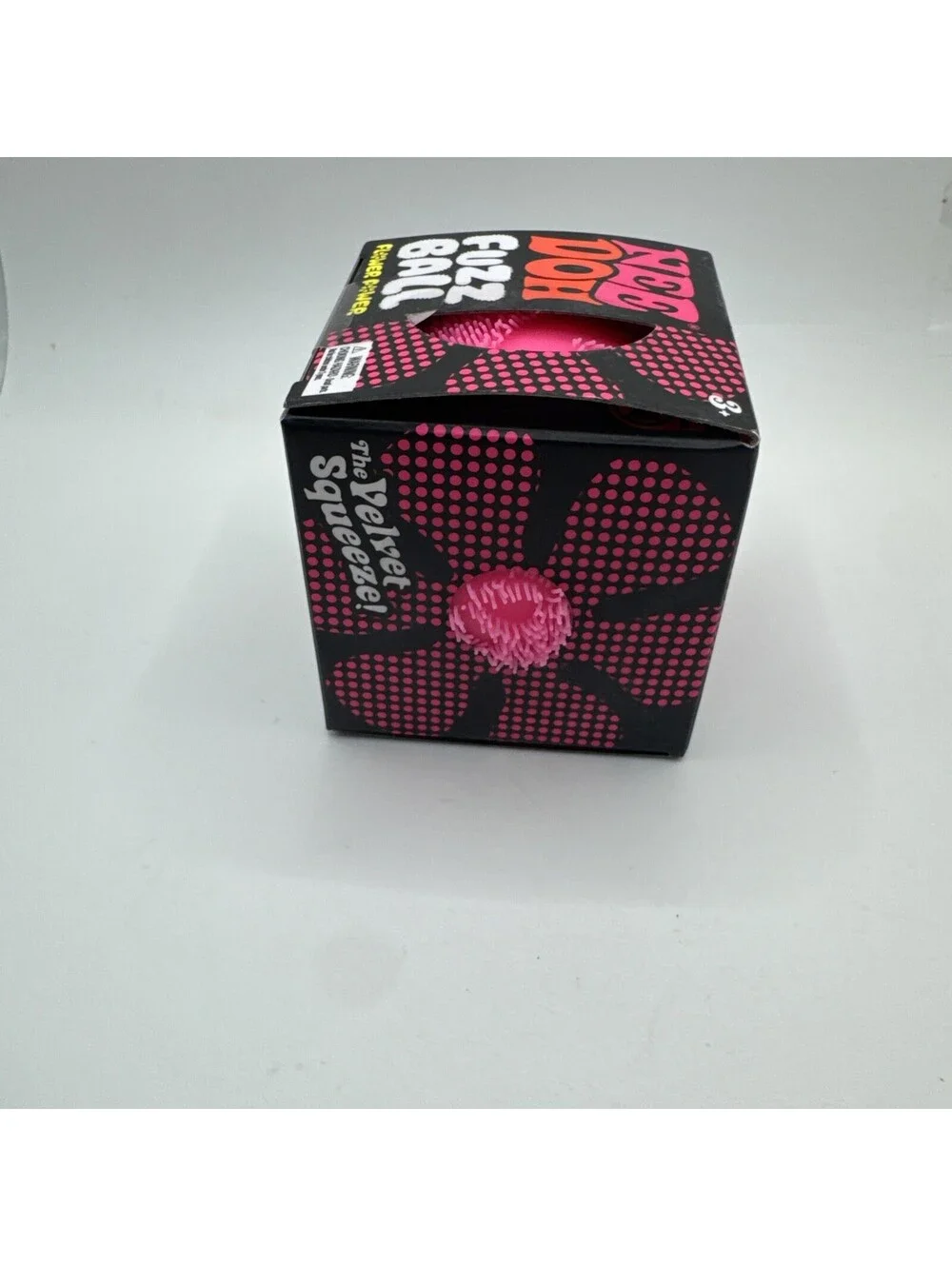 Schylling NeeDoh Fuzz Ball Flower Power Pink Velvet Squeeze Fidget Toy NEW